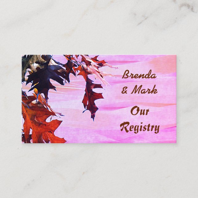 Autumn Leaves Pink Swirl Registry Card (Front)