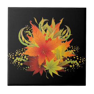 Autumn Leaves Pop Ceramic Tile