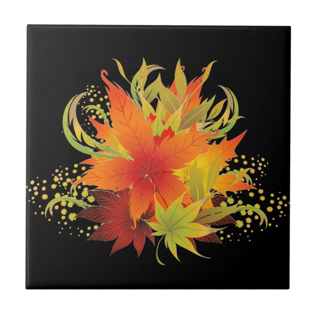 Autumn Leaves Pop Ceramic Tile (Front)