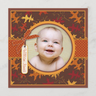 Autumn Leaves Print Birth Announcement Photo Card