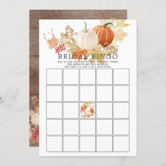 Autumn Leaves Pumpkin BINGO Bridal Shower Game Invitation