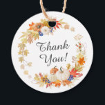 Autumn Leaves Pumpkin Bridal Shower Favour Gift Ta Tags<br><div class="desc">Bridal shower favour gift tag featuring a beautiful watercolor autumn leaf wreath with pumpkins.
Visit our shop to view our fall leaves & pumpkin collection.</div>