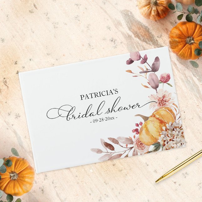 Autumn Leaves Pumpkin Fall Bridal Shower Guest Book (Creator Uploaded)
