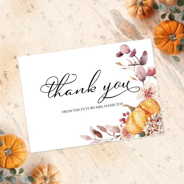 Autumn Leaves Pumpkin Fall Bridal Shower Thank You Invitation (Creator Uploaded)