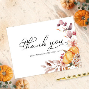 Autumn Leaves Pumpkin Fall Bridal Shower Thank You Postcard