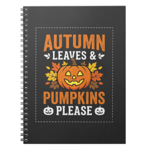 Autumn Leaves Pumpkin Halloween Design Notebook