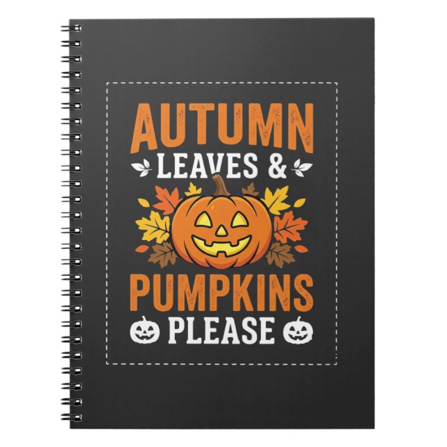 Autumn Leaves Pumpkin Halloween Design Notebook (Front)