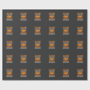 Autumn Leaves Pumpkin Halloween Design Wrapping Paper