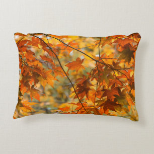 Autumn Leaves Pumpkin Orange Colour Decorative Cushion