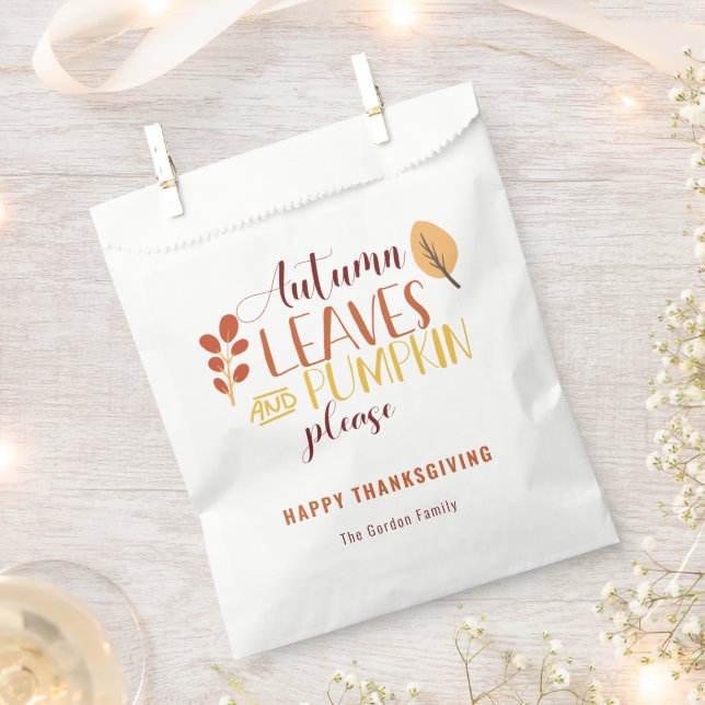 Autumn Leaves Pumpkin Please Happy Thanksgiving  Favour Bag (Clipped)