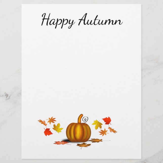 Autumn Leaves & Pumpkin Stationery (Front)
