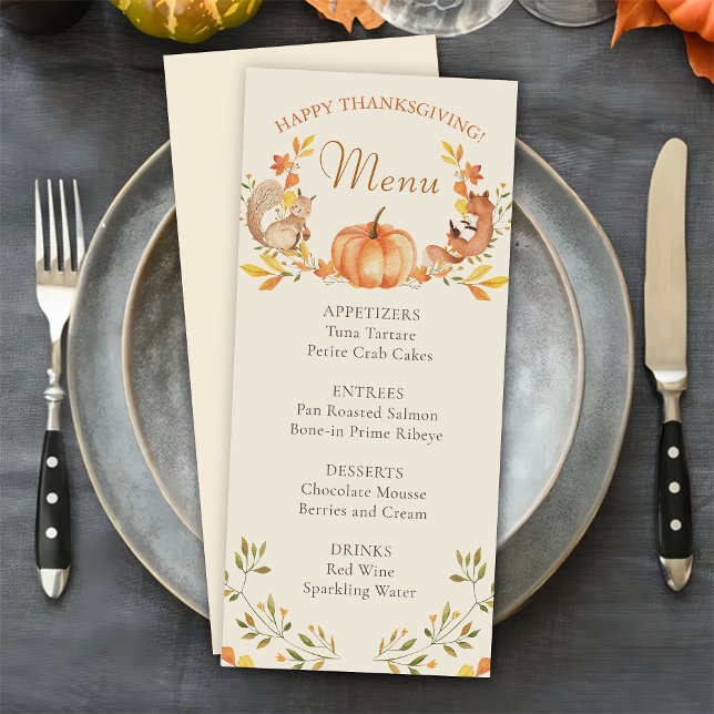 Autumn Leaves Pumpkin Thanksgiving Dinner Menu (Creator Uploaded)