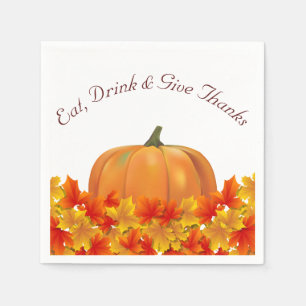 Autumn Leaves & Pumpkin Thanksgiving Napkin