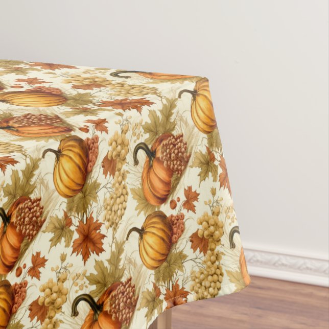 Autumn Leaves, Pumpkins and Grapes Tablecloth (In Situ)