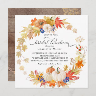 Autumn Leaves Pumpkins Bridal Shower Luncheon Invitation