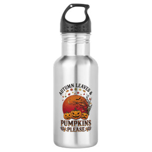 Autumn Leaves Pumpkins Please Halloween Bats Trees 532 Ml Water Bottle