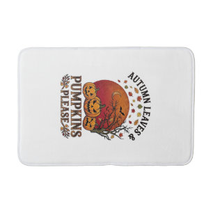 Autumn Leaves Pumpkins Please Halloween Bats Trees Bath Mat