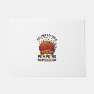 Autumn Leaves Pumpkins Please Halloween Bats Trees Doormat