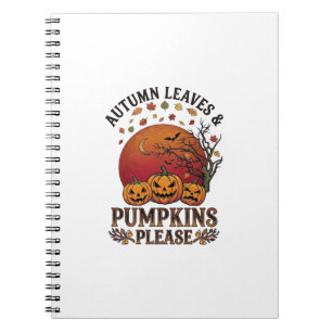 Autumn Leaves Pumpkins Please Halloween Bats Trees Notebook