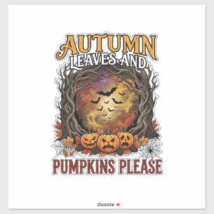 Autumn Leaves Pumpkins Please Halloween Spooky Tre