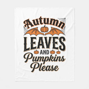 Autumn Leaves Pumpkins Please Vintage Fall_1 Fleece Blanket