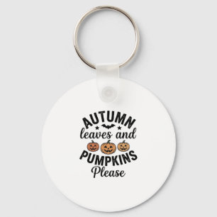 Autumn Leaves Pumpkins Please Vintage Halloween De Key Ring