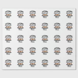 Autumn Leaves Pumpkins Please Vintage Halloween De Wrapping Paper