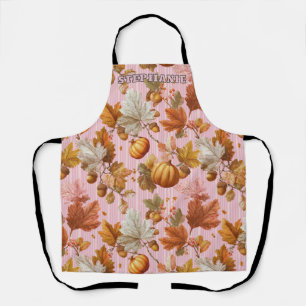 Autumn Leaves & Pumpkins Seamless Pattern Apron
