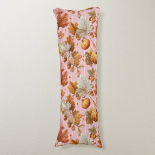 Autumn Leaves & Pumpkins Seamless Pattern Body Cushion