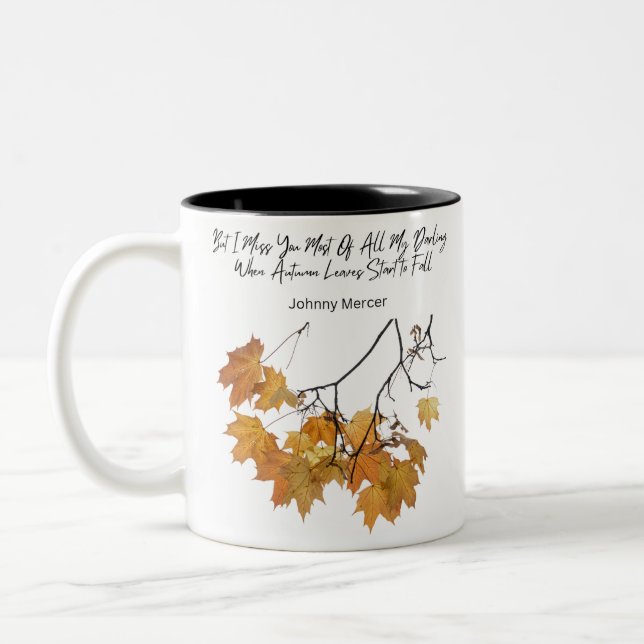 Autumn Leaves Quote Coffee Mug (Left)