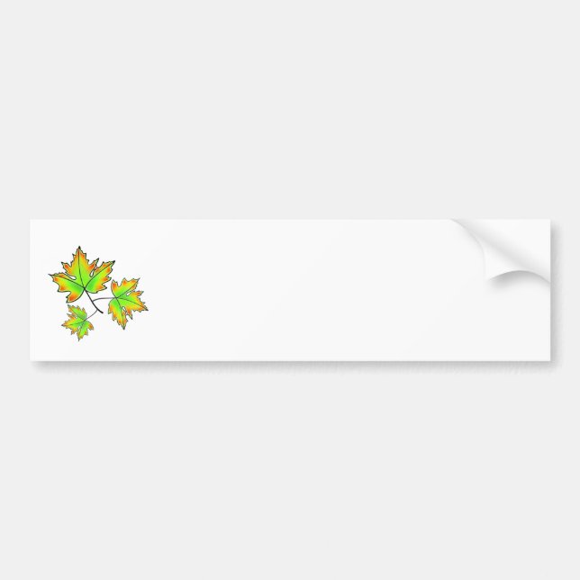 Autumn leaves red green orange leaves bumper sticker (Front)