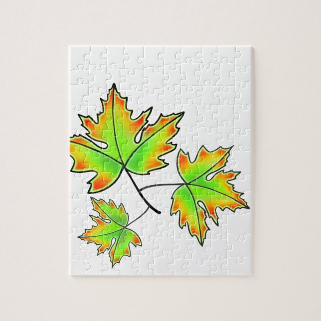 Autumn leaves red green orange leaves jigsaw puzzle (Vertical)