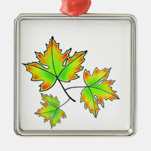 Autumn leaves red green orange leaves metal tree decoration