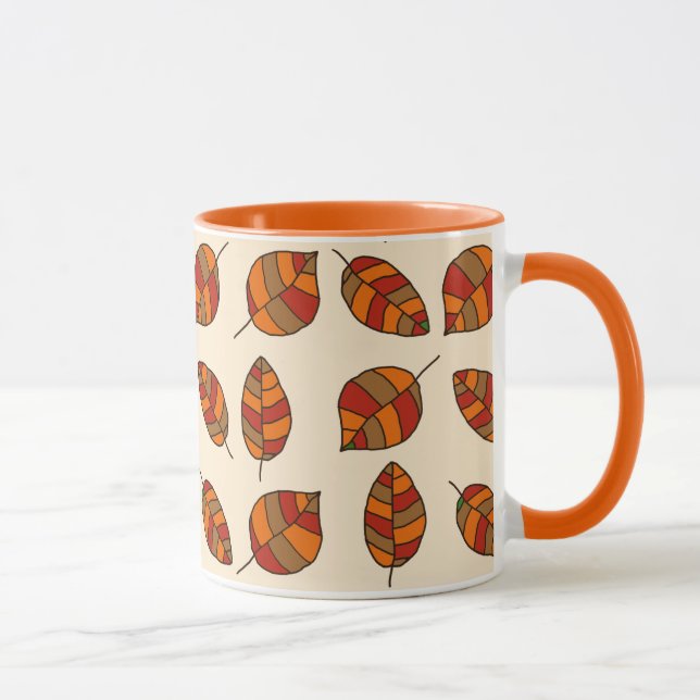 Autumn Leaves Red Leaf Pattern on any Colour Mug (Right)
