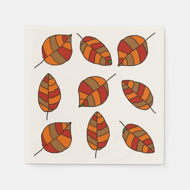 Autumn Leaves Red Leaf Pattern on any Colour Napkin (Front)