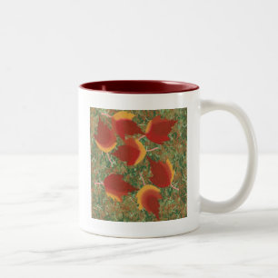Autumn Leaves Red Maple Abstract on Grass Two-Tone Coffee Mug