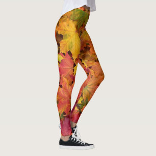 Autumn Leaves Red Yellow Gold Fall Colours Leggings