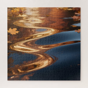 Autumn Leaves Reflection Watercolor Jigsaw Puzzle