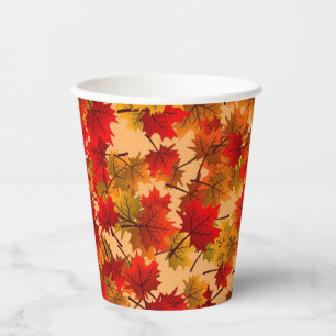 Autumn Leaves Rich Colours of Orange Red Wedding Paper Cups