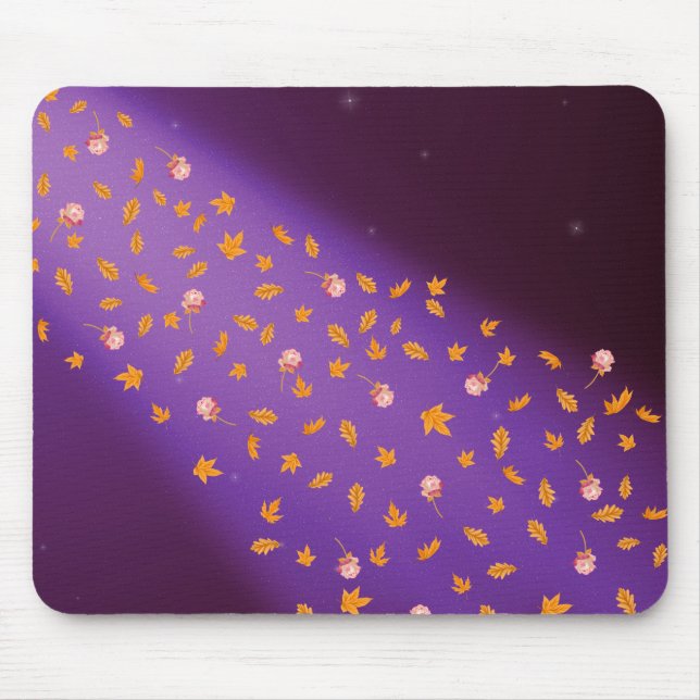 Autumn Leaves & Roses Blue Mouse pad (Front)