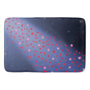 Autumn Leaves & Roses Blue & Red Bath Mat