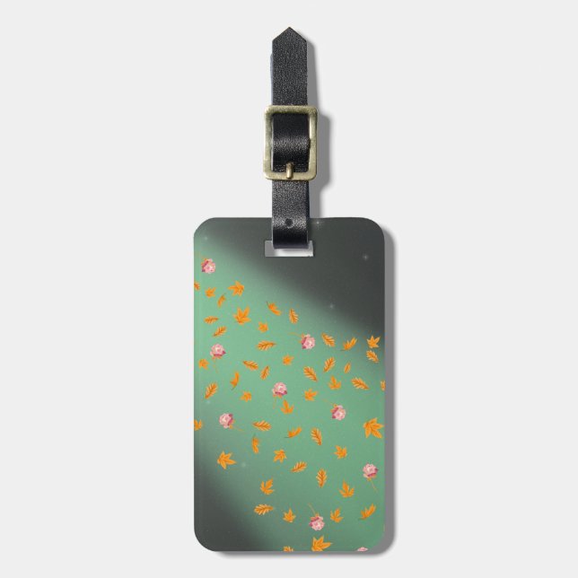 Autumn Leaves & Roses Luggage Tag (Front Vertical)