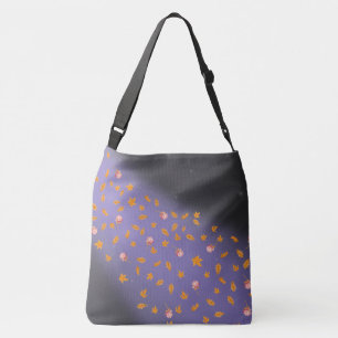 Autumn Leaves & Roses Night Sky Crossbody Bag