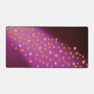 Autumn Leaves & Roses Night Sky Desk Mat