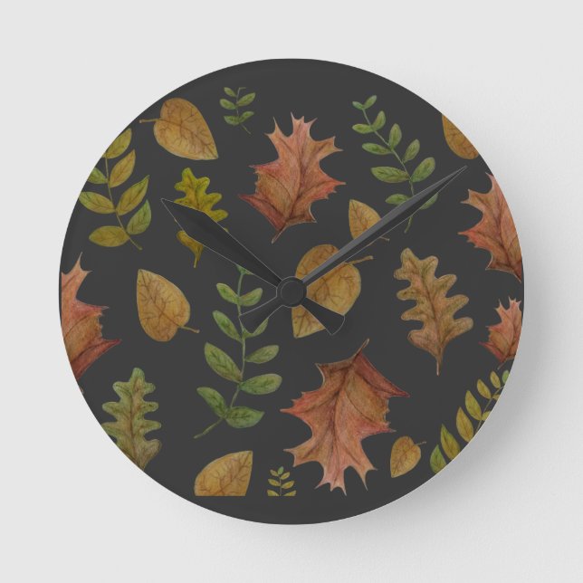 Autumn leaves round clock (Front)