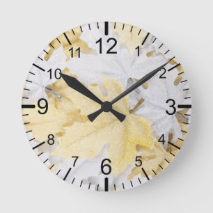 Autumn Leaves Round Clock