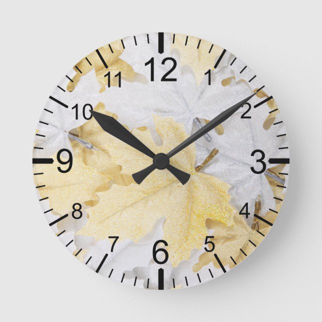 Autumn Leaves Round Clock (Front)