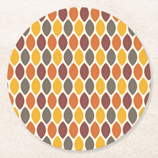Autumn Leaves Round Paper Coaster (Front)