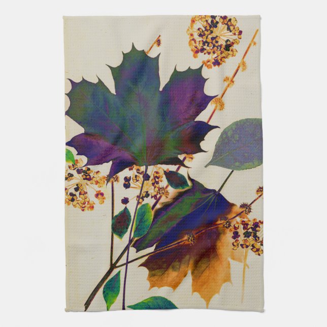 Autumn Leaves Royal Colours Kitchen Towel (Vertical)