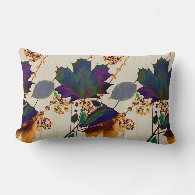 Autumn Leaves Royal Colours Lumbar Cushion (Front)